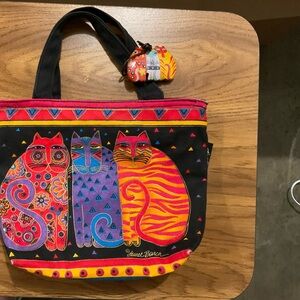 Laurel Burch zip top bag with three cats